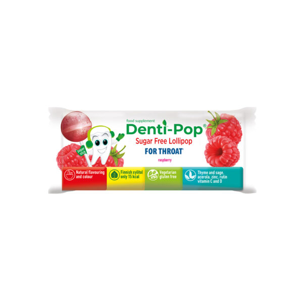 Denti-Pop Sugar Free Lollipop Raspberry - For the throat