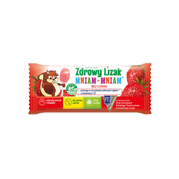 Zdrowy Lizak Mniam-Mniam, ząbki, kości i odporność - Truskawka
