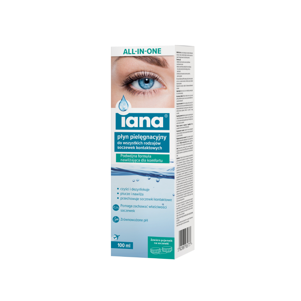IANA All-in-One Płyn pielęgnacyjny do soczewek kontaktowych, 100 ml
